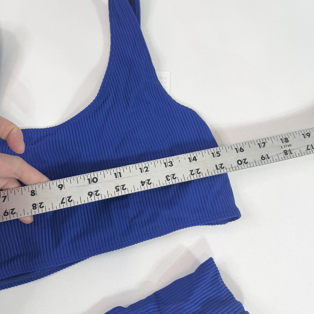 Frankies Bikinis Swimsuit Womens Large Blue Ribbed Bralette Bikini Two Piece - Picture 3 of 13